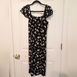 Old Navy Black Floral Midi Dress